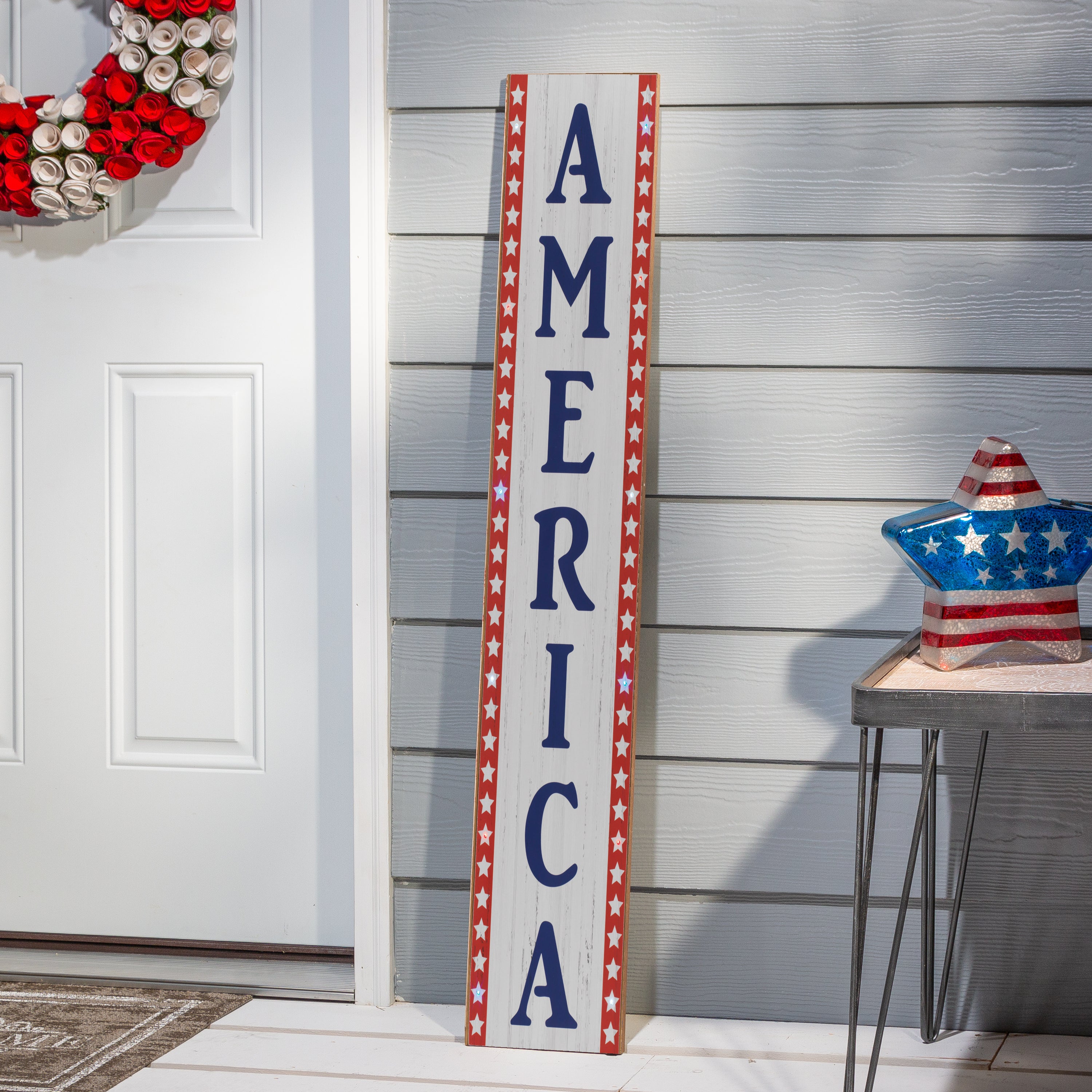 47.2 Inch Pre Lit Patriotic Porch Signs Set of 2